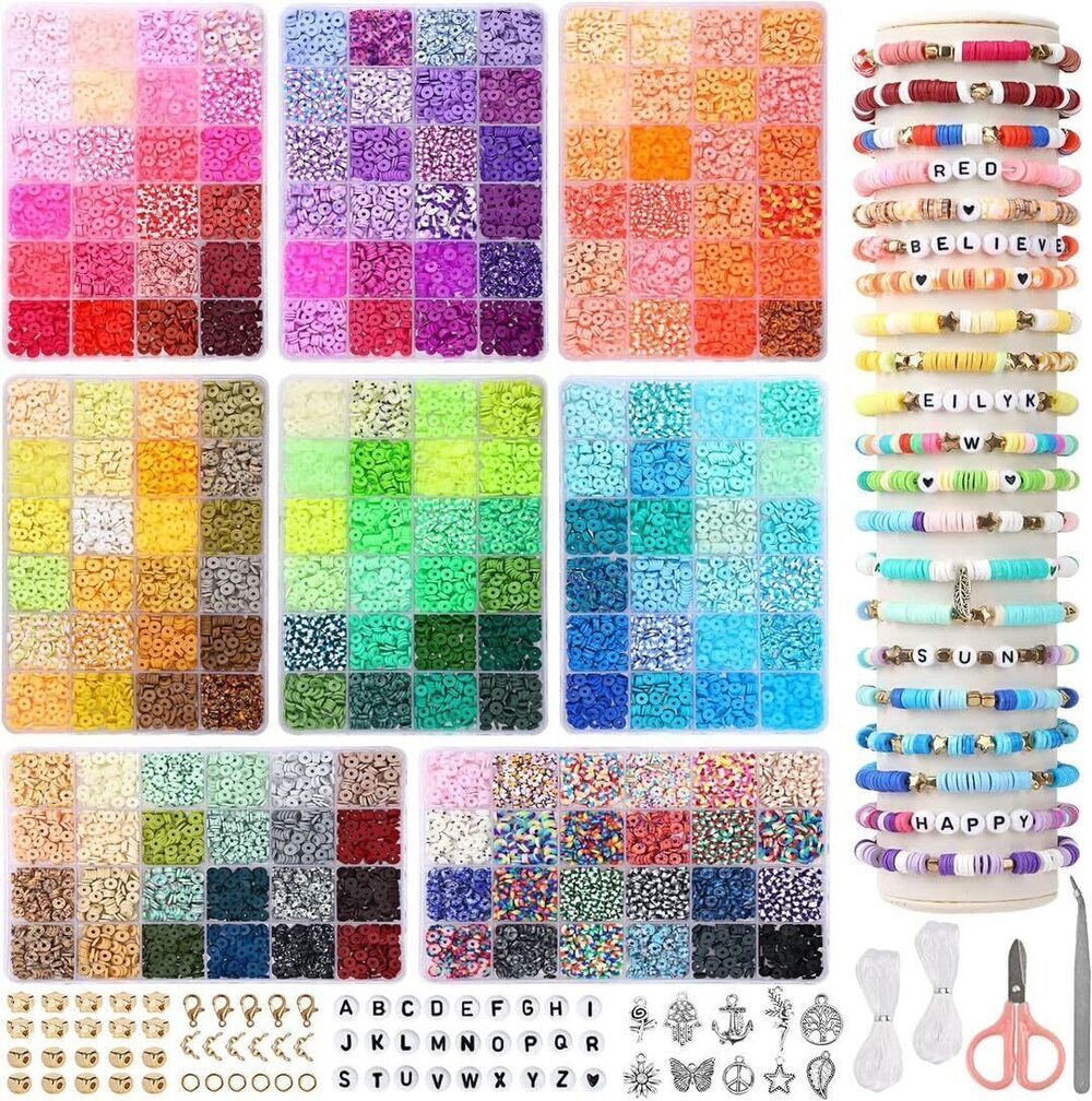1541 25770 Pcs Clay Beads Bracelet Making Kit 192 Colors, 8 Boxes